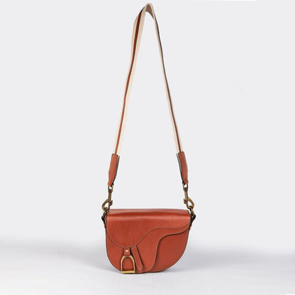 Urban Equestrian  Signature Saddle Bag - Luxury Leather Handbag in Cognac