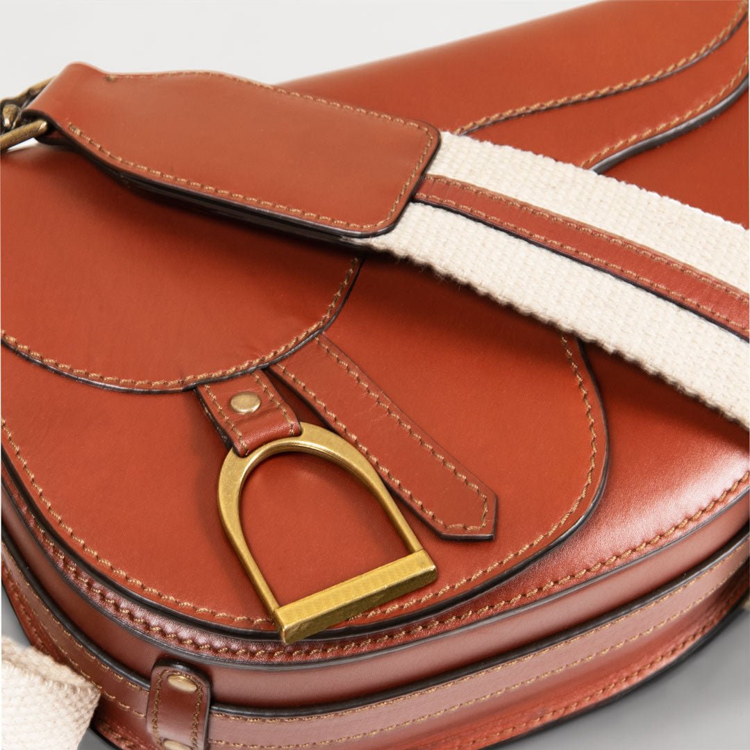 Urban Equestrian  Signature Saddle Bag - Luxury Leather Handbag in Cognac