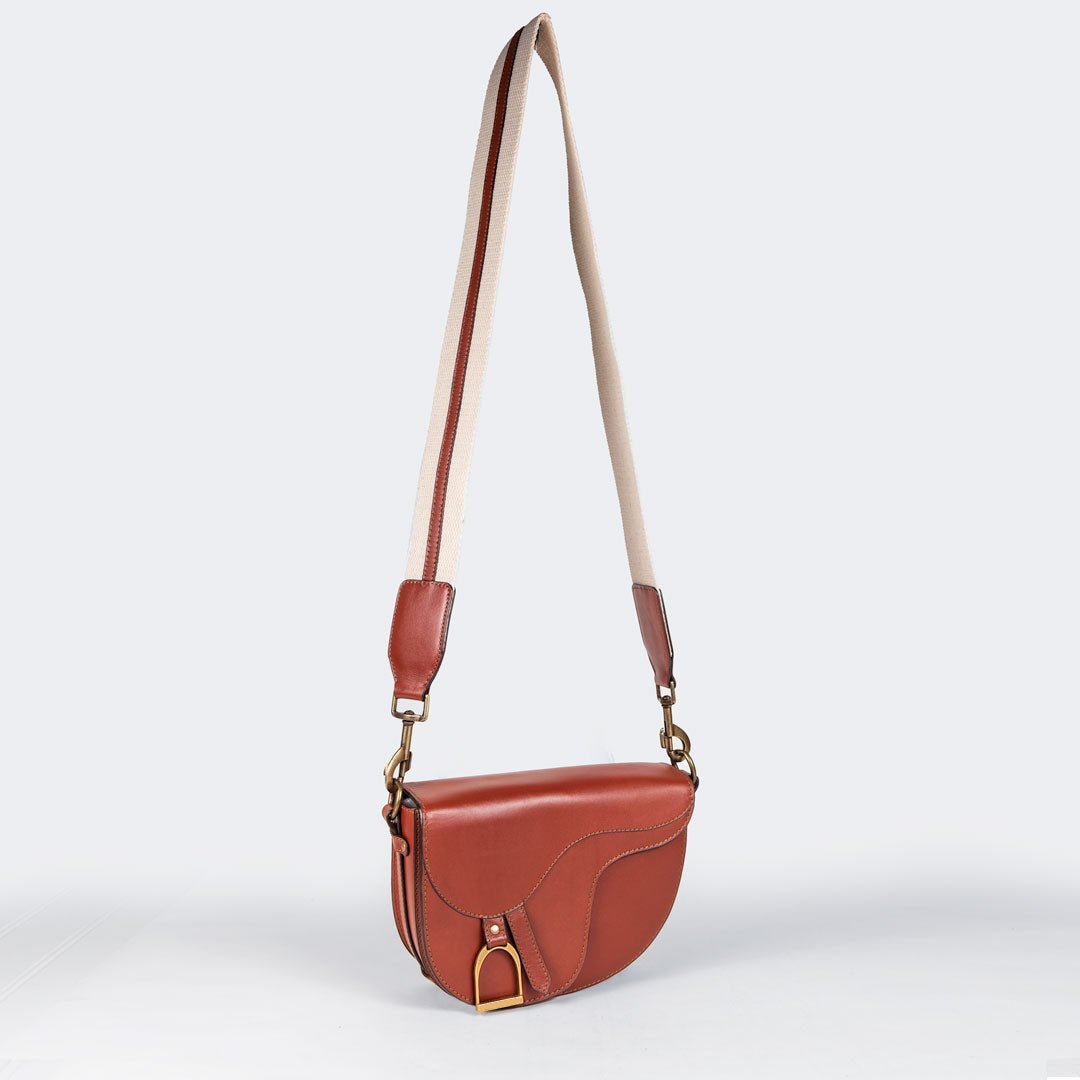 Urban Equestrian  Signature Saddle Bag - Luxury Leather Handbag in Cognac