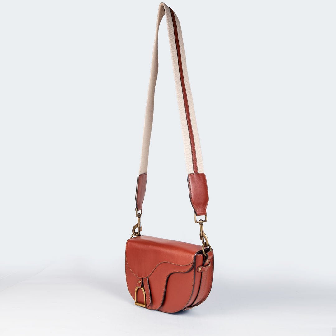 Urban Equestrian  Signature Saddle Bag - Luxury Leather Handbag in Cognac