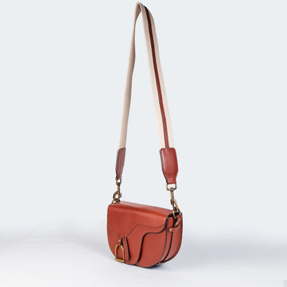 Urban Equestrian  Signature Saddle Bag - Luxury Leather Handbag in Cognac