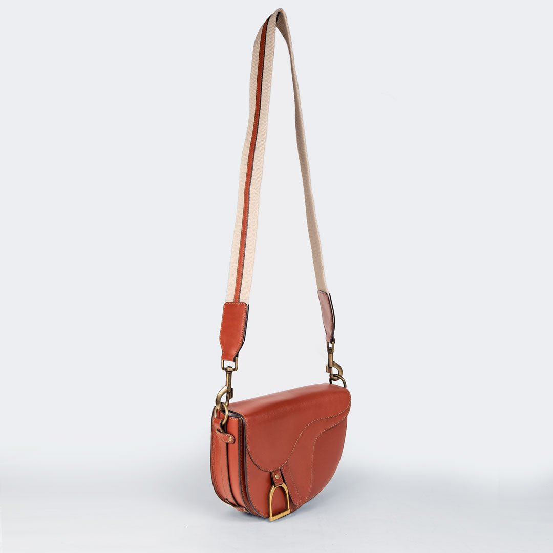 Urban Equestrian  Signature Saddle Bag - Luxury Leather Handbag in Cognac