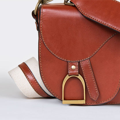 Urban Equestrian  Signature Saddle Bag - Luxury Leather Handbag in Cognac