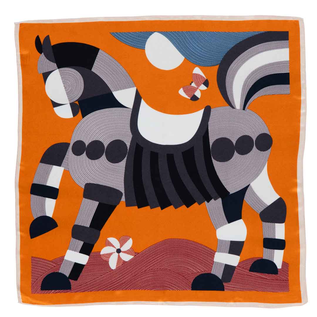 Urban Equestrian  Troie - Stylized Equestrian Scarf in Tangerine