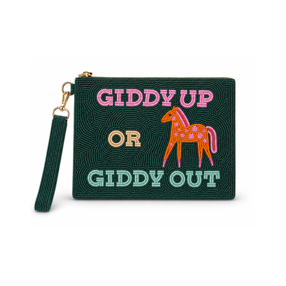 Tucker Tweed  Giddy Up or Giddy Out Medium Beaded Pouch