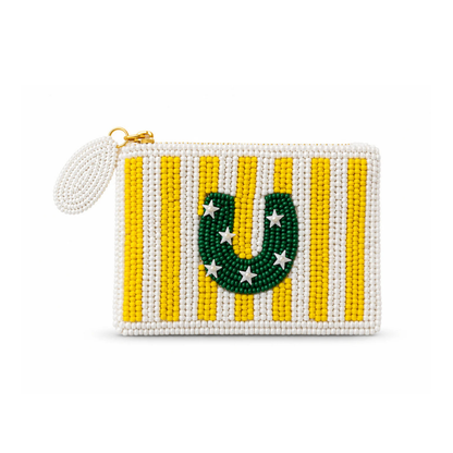 Tucker Tweed  Horseshoe Stripe Small Beaded Pouch