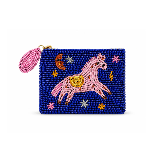 Tucker Tweed  Pink Pony Small Beaded Pouch