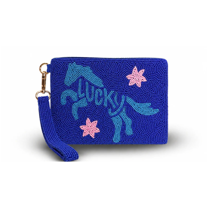 Tucker Tweed  Lucky Horse Medium Beaded Pouch