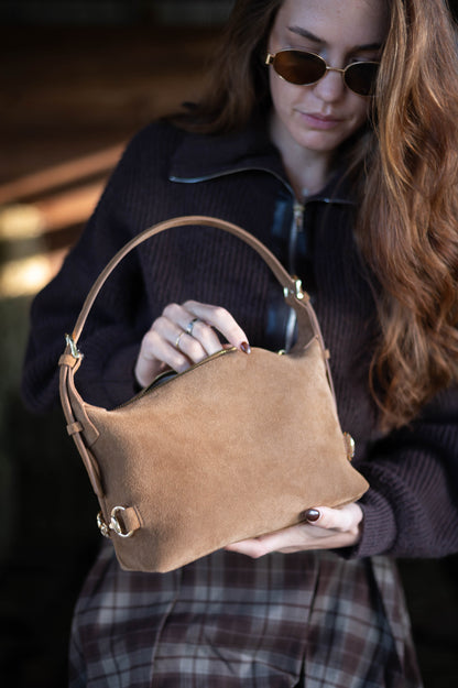 Tucker Tweed  Bethany Bit Bag Suede | Limited Edition Milk Chocolate
