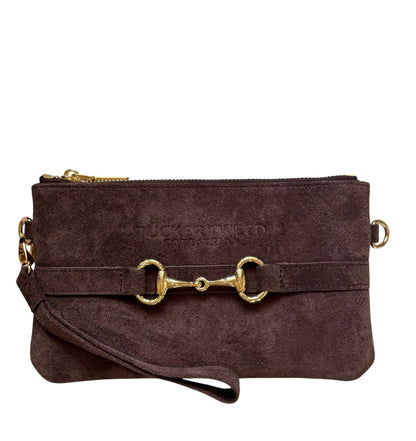 Tucker Tweed  Wellington Wristlet Espresso Suede Edition