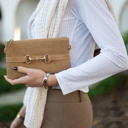 Tucker Tweed  Wellington Wristlet Milk Chocolate Suede Edition