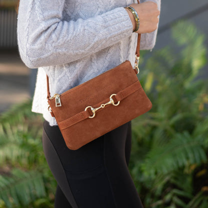 Tucker Tweed  Wellington Wristlet Sorrel Suede Edition