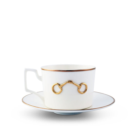 Vagabond House - Gold Bit Bone China Cup and Saucer Gold Rim