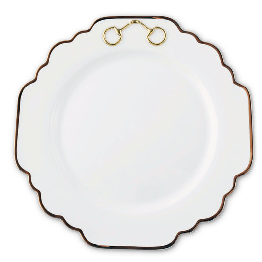 Vagabond House - Gold Bit Bone China Scallop Dinner Plate Gold Rim