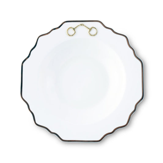 Vagabond House  - Gold Bit Bone China Scallop Soup Plate Gold Rim