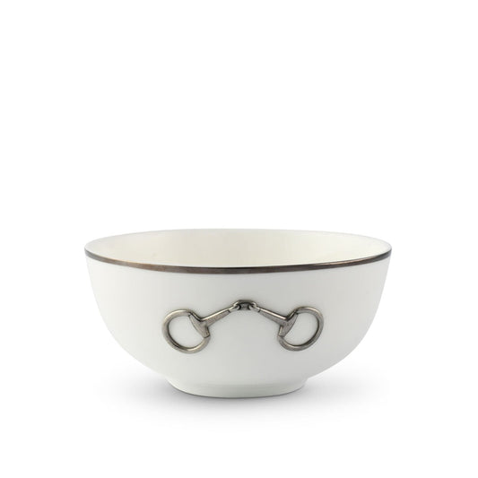 Vagabond House - Pewter Bit Bone China Round Cereal Bowl Platinum Rim