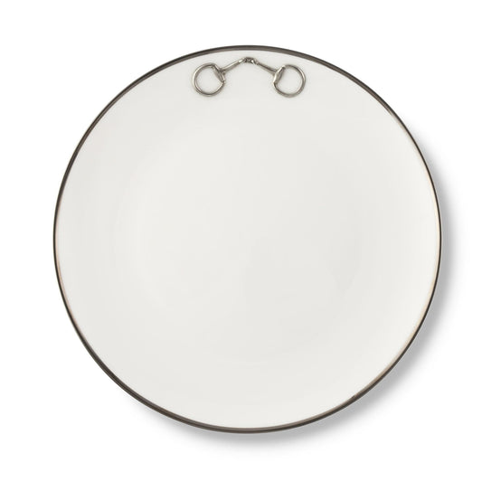 Vagabond House - Pewter Bit Bone China Round Dinner Plate Platinum Rim