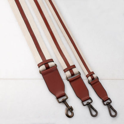 Urban Equestrian  Web/Leather - Cognac on Ivory Guitar Strap
