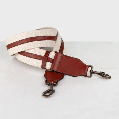 Urban Equestrian  Web/Leather - Cognac on Ivory Guitar Strap