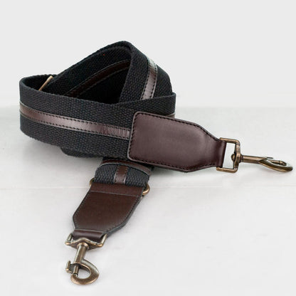 Urban Equestrian  Web/Leather - Brown on Black Guitar Strap