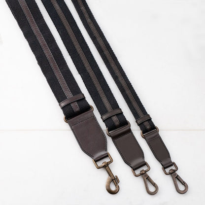 Urban Equestrian  Web/Leather - Brown on Black Guitar Strap