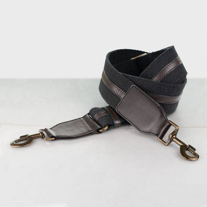 Urban Equestrian  Web/Leather - Brown on Black Guitar Strap