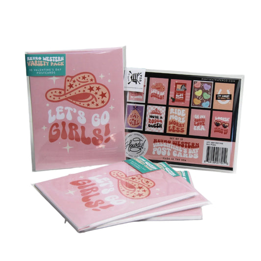 Western Retro Valentines Postcards - Set of 10