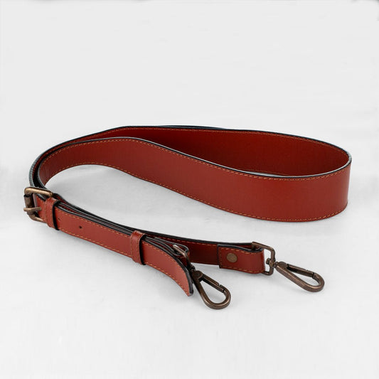 Urban Equestrian  Wide Taper Bag Strap - Antique Brass and Deep Cognac Leather
