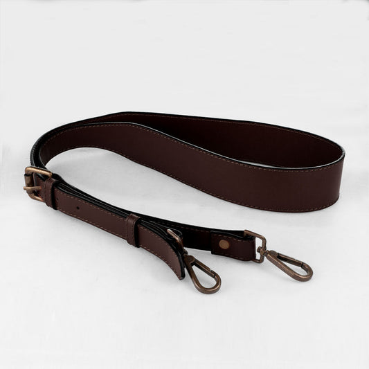Urban Equestrian  Wide Taper Bag Strap - Antique Brass and Deep Brown Leather