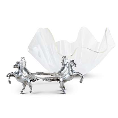 Arthur Court Acrylic Bowl with Horse Stand - 14"