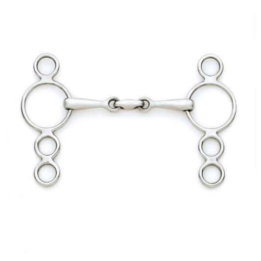 Centaur Stainless Steel Small Cheek 3-Ring Gag with Center Peanut Bit