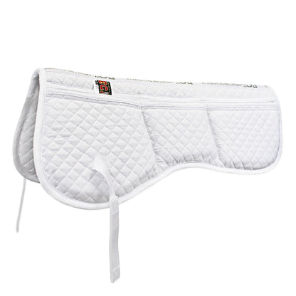Side image of the ECP 6-Pocket Quilted Correction Half Pad in white.