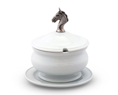 Arthur Court Porcelain Lidded Bowl-Horse