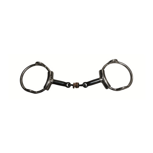 Jump'in Double Jointed Blue Steel with Copper Rings Gag Bit