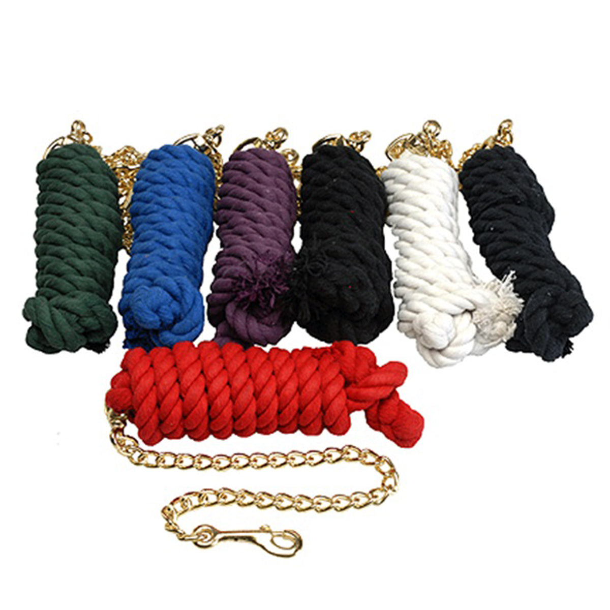 Cotton Lead Rope with Brass Plated Chain and Snap | Farm House Tack