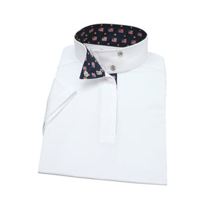 Essex Classics Girls "Stars & Stripes" Talent Yarn Wrap Collar Short Sleeve Show Shirt