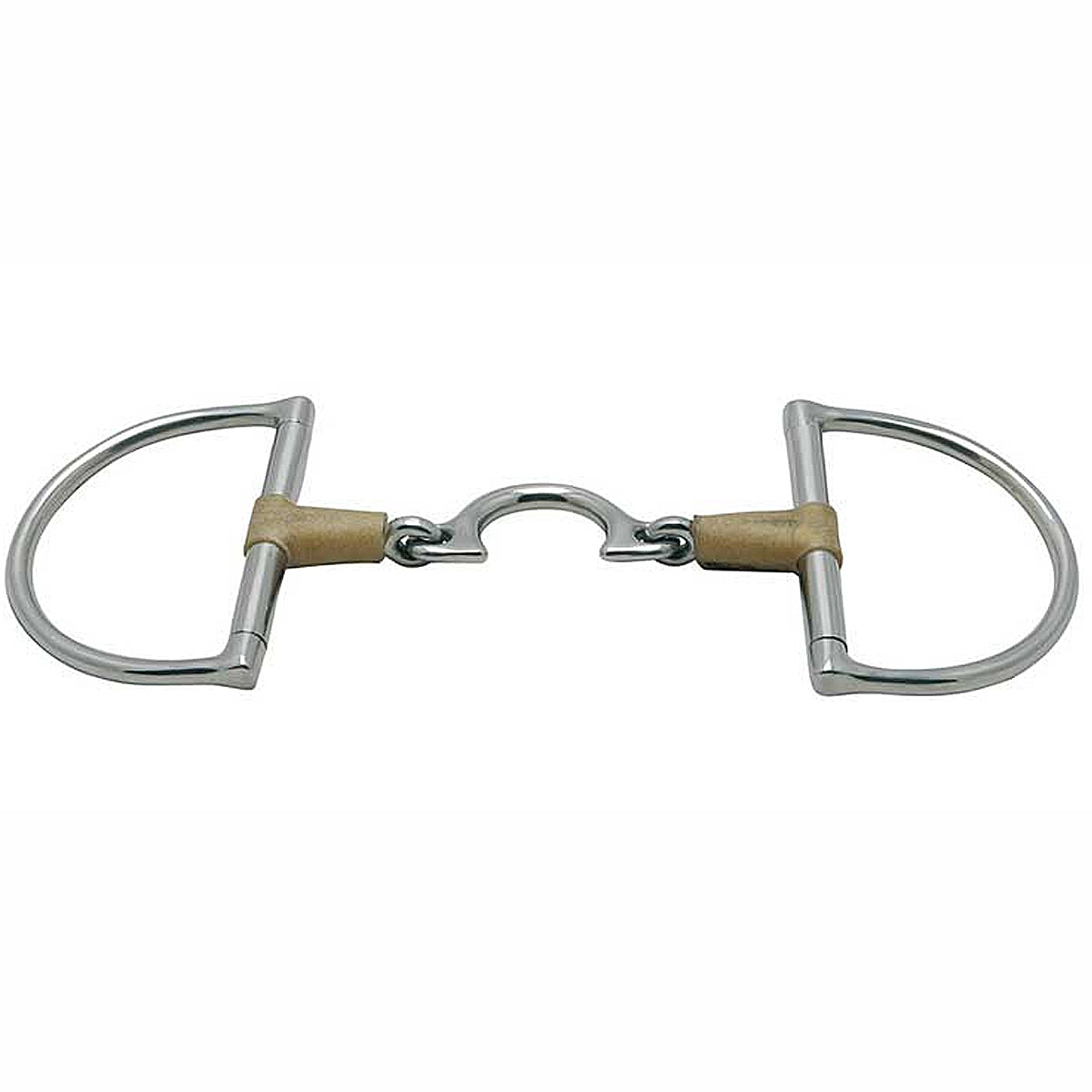 Metalab Jointed Rawhide Leather with Quarter Moon D-ring Snaffle Bit