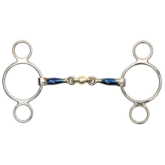 Shires Blue Sweet Iron Two Ring Gag with Lozenge