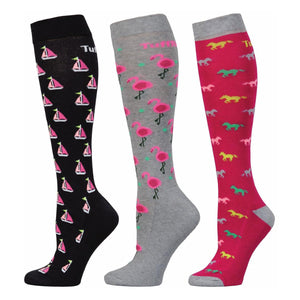 TuffRider Ladies Flamingo/Boat/Horse Knee Hi Socks
