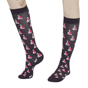 TuffRider Ladies Flamingo/Boat/Horse Knee Hi Socks