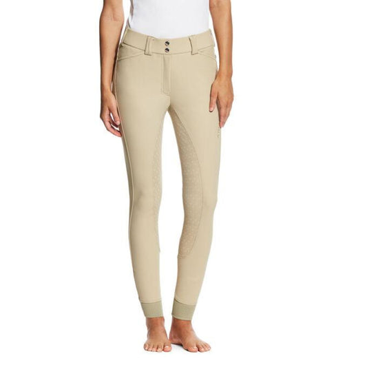 Ariat Women's Tri Factor Grip Full Seat Breeches Model View in Tan
